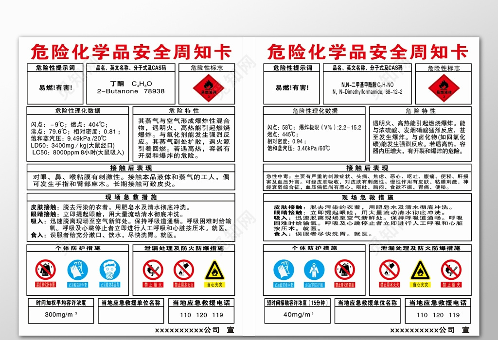 白底简约背景危险化学品安全周知卡安全生产卡券设计